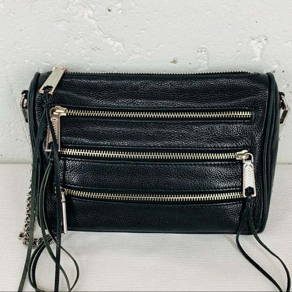 Rebecca Minkoff Handbags - Rebecca Minkoff Rocker Black Leather 3 ZIPPER Crossbody Bag Purse